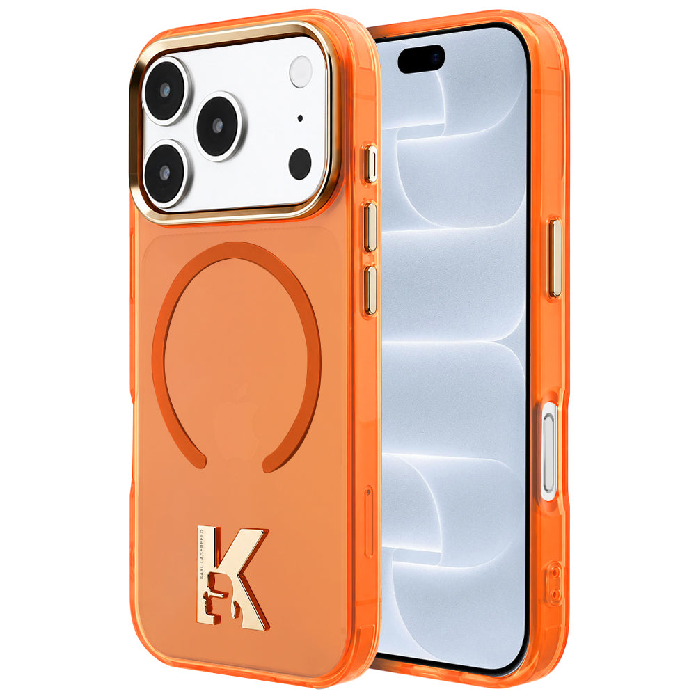 MagSafe Case for Apple iPhone 18 Pro / 17 Pro, Karl Lagerfeld, IML Karl Head Logo, Orange