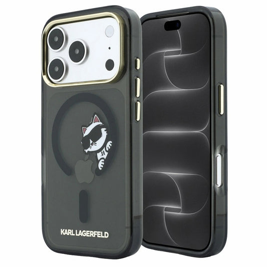 MagSafe-etui til Apple iPhone 18 Pro / 17 Pro, Karl Lagerfeld, IML Peekaboo Print og metalramme, sort