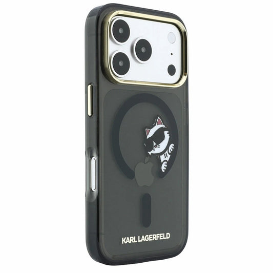 MagSafe-etui til Apple iPhone 18 Pro / 17 Pro, Karl Lagerfeld, IML Peekaboo Print og metalramme, sort