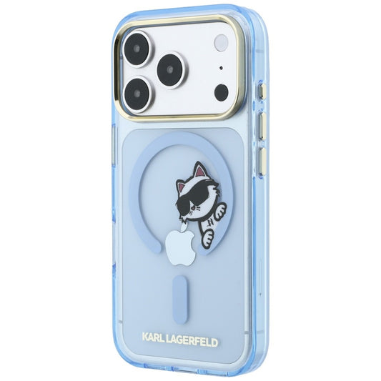 MagSafe-etui til Apple iPhone 18 Pro / 17 Pro, Karl Lagerfeld, IML Peekaboo Print og metalramme, blå
