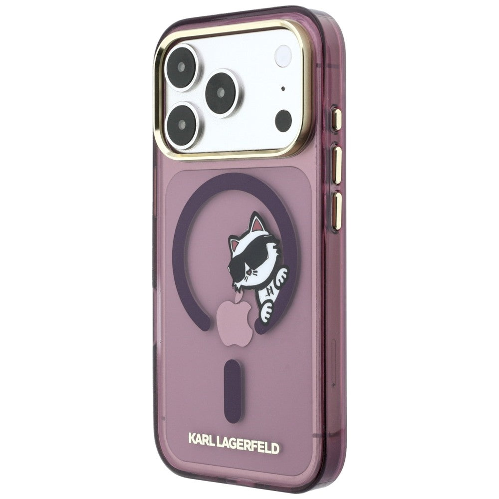 MagSafe-cover til Apple iPhone 18 Pro / 17 Pro, Karl Lagerfeld, IML Peekaboo Print and Metal Frame, vinrød