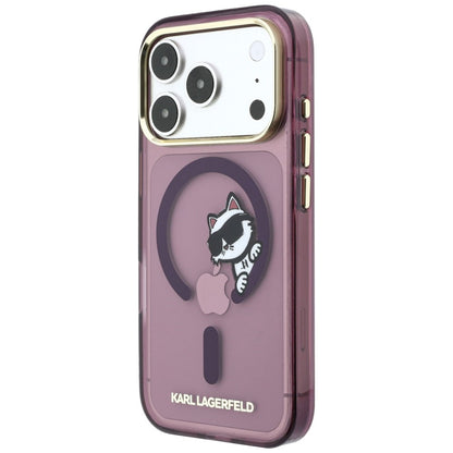MagSafe-cover til Apple iPhone 18 Pro / 17 Pro, Karl Lagerfeld, IML Peekaboo Print and Metal Frame, vinrød