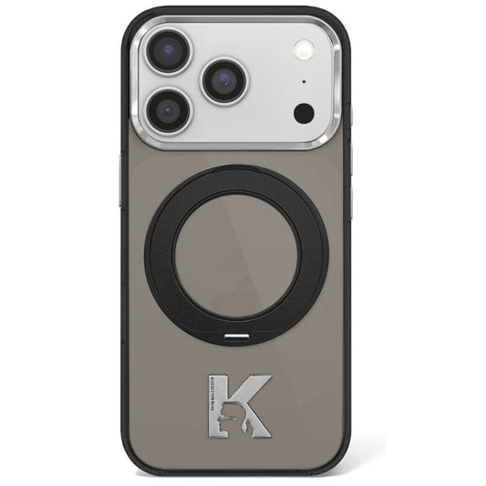 MagSafe-etui til Apple iPhone 18 Pro / 17 Pro, Karl Lagerfeld, IML Ring Stand Kameo Metal, Sort