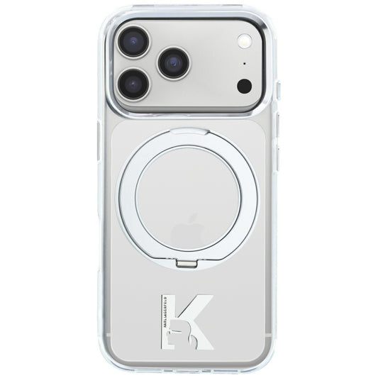 MagSafe-etui til Apple iPhone 18 Pro / 17 Pro, Karl Lagerfeld, IML Ring Stand Kameo Metal, Transparent