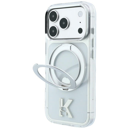 MagSafe-etui til Apple iPhone 18 Pro / 17 Pro, Karl Lagerfeld, IML Ring Stand Kameo Metal, Transparent