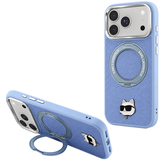 MagSafe-etui til Apple iPhone 18 Pro / 17 Pro, Karl Lagerfeld, Ring Stand 360 Choupette Pin, Bleu