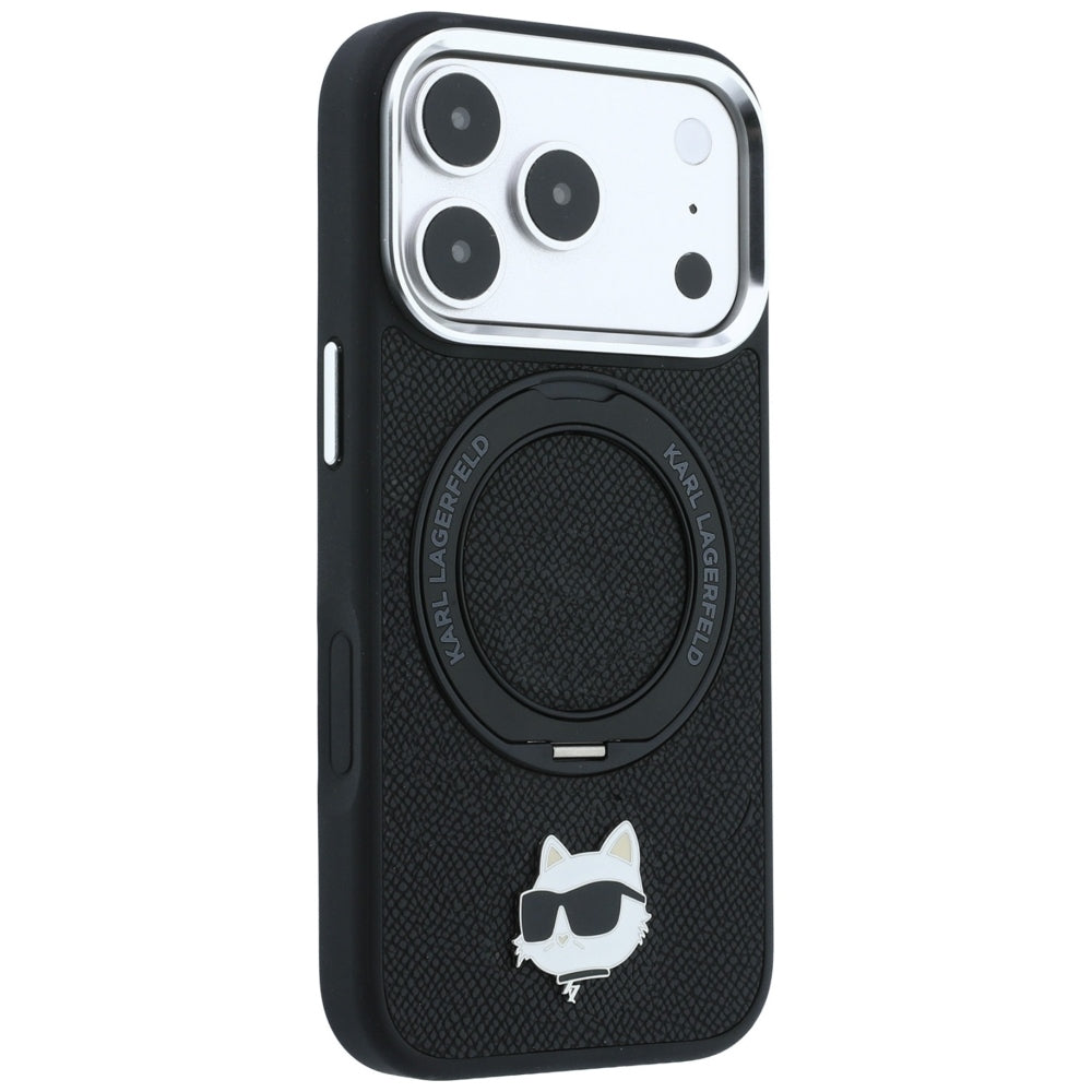 MagSafe-etui til Apple iPhone 18 Pro / 17 Pro, Karl Lagerfeld, Ring Stand 360 Choupette Pin, Sort