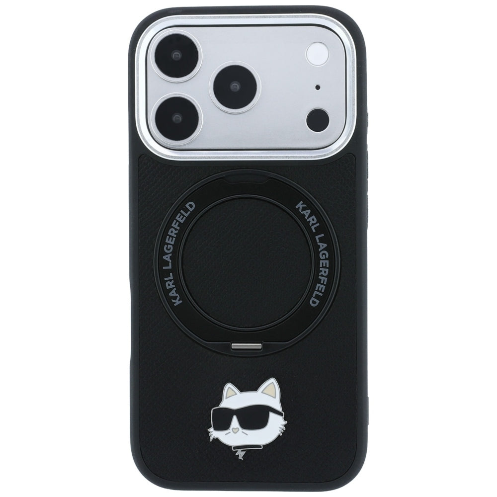 MagSafe-etui til Apple iPhone 18 Pro / 17 Pro, Karl Lagerfeld, Ring Stand 360 Choupette Pin, Sort