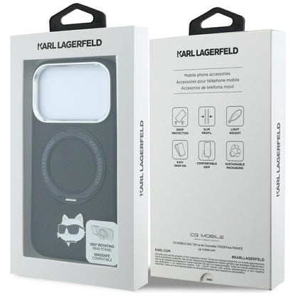 MagSafe-etui til Apple iPhone 18 Pro / 17 Pro, Karl Lagerfeld, Ring Stand 360 Choupette Pin, Sort