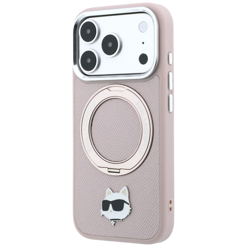 MagSafe Case for Apple iPhone 18 Pro / 17 Pro, Karl Lagerfeld, Ring Stand 360 Choupette Pin, Pink