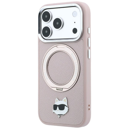 MagSafe Case for Apple iPhone 18 Pro / 17 Pro, Karl Lagerfeld, Ring Stand 360 Choupette Pin, Pink