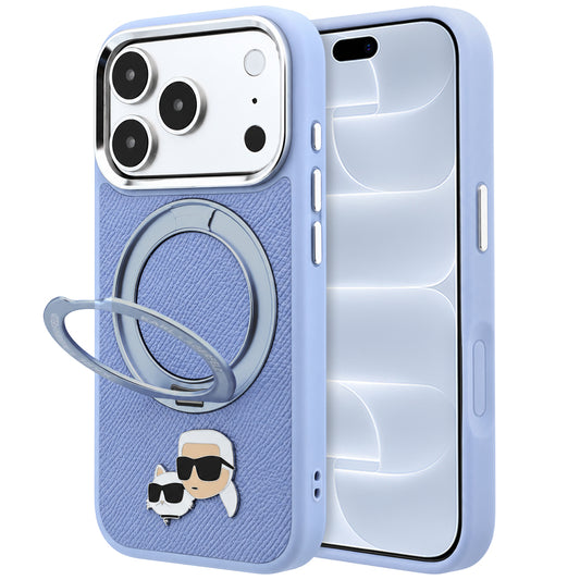 MagSafe-etui til Apple iPhone 18 Pro / 17 Pro, Karl Lagerfeld, Ring Stand 360 Karl & Choupette Pin, Bleu