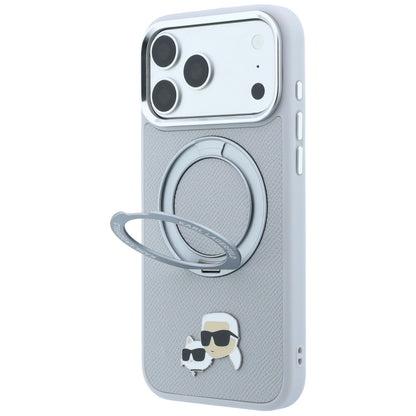 MagSafe-cover til Apple iPhone 18 Pro / 17 Pro, Karl Lagerfeld, Ring Stand 360 Karl & Choupette Pin, grå