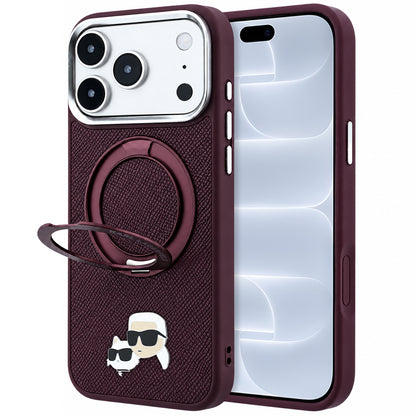 MagSafe-etui til Apple iPhone 18 Pro / 17 Pro, Karl Lagerfeld, Ring Stand 360 Karl & Choupette Pin, Vinrød