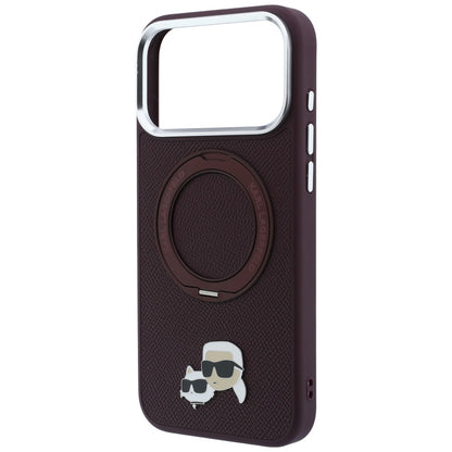 MagSafe-etui til Apple iPhone 18 Pro / 17 Pro, Karl Lagerfeld, Ring Stand 360 Karl & Choupette Pin, Vinrød