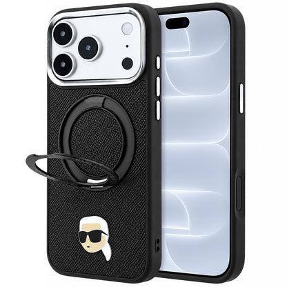 MagSafe-etui til Apple iPhone 18 Pro / 17 Pro, Karl Lagerfeld, Ring Stand 360 Karl Pin, Sort