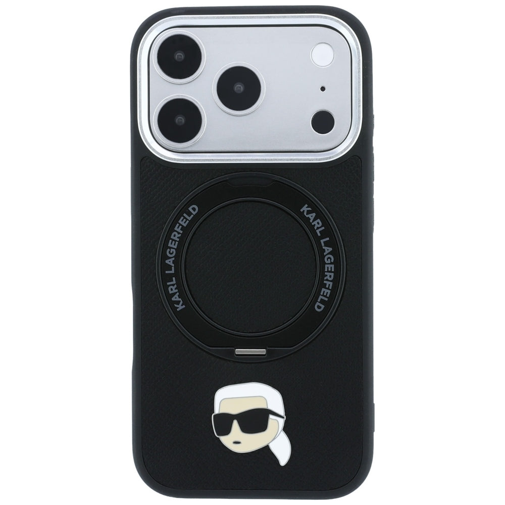 MagSafe-etui til Apple iPhone 18 Pro / 17 Pro, Karl Lagerfeld, Ring Stand 360 Karl Pin, Sort