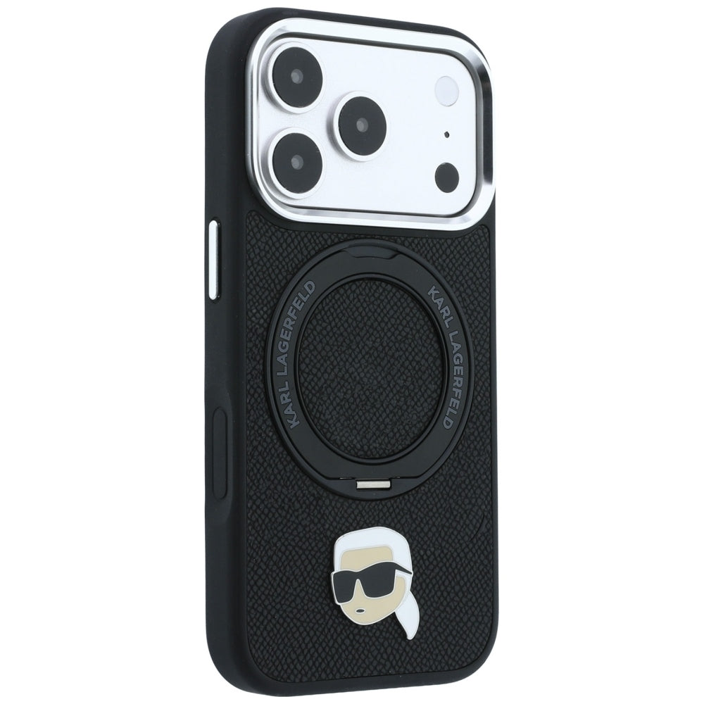 MagSafe-etui til Apple iPhone 18 Pro / 17 Pro, Karl Lagerfeld, Ring Stand 360 Karl Pin, Sort