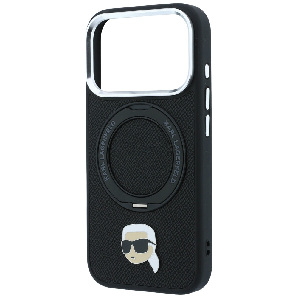 MagSafe-etui til Apple iPhone 18 Pro / 17 Pro, Karl Lagerfeld, Ring Stand 360 Karl Pin, Sort