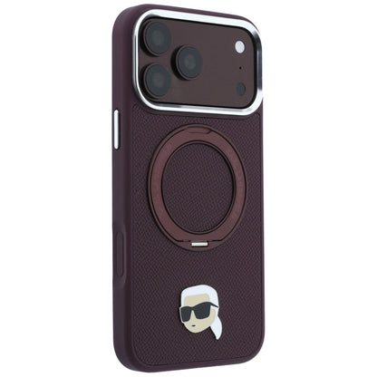 MagSafe-etui til Apple iPhone 18 Pro / 17 Pro, Karl Lagerfeld, Ring Stand 360 Karl Pin, Vinrød