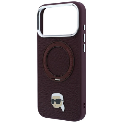 MagSafe-etui til Apple iPhone 18 Pro / 17 Pro, Karl Lagerfeld, Ring Stand 360 Karl Pin, Vinrød