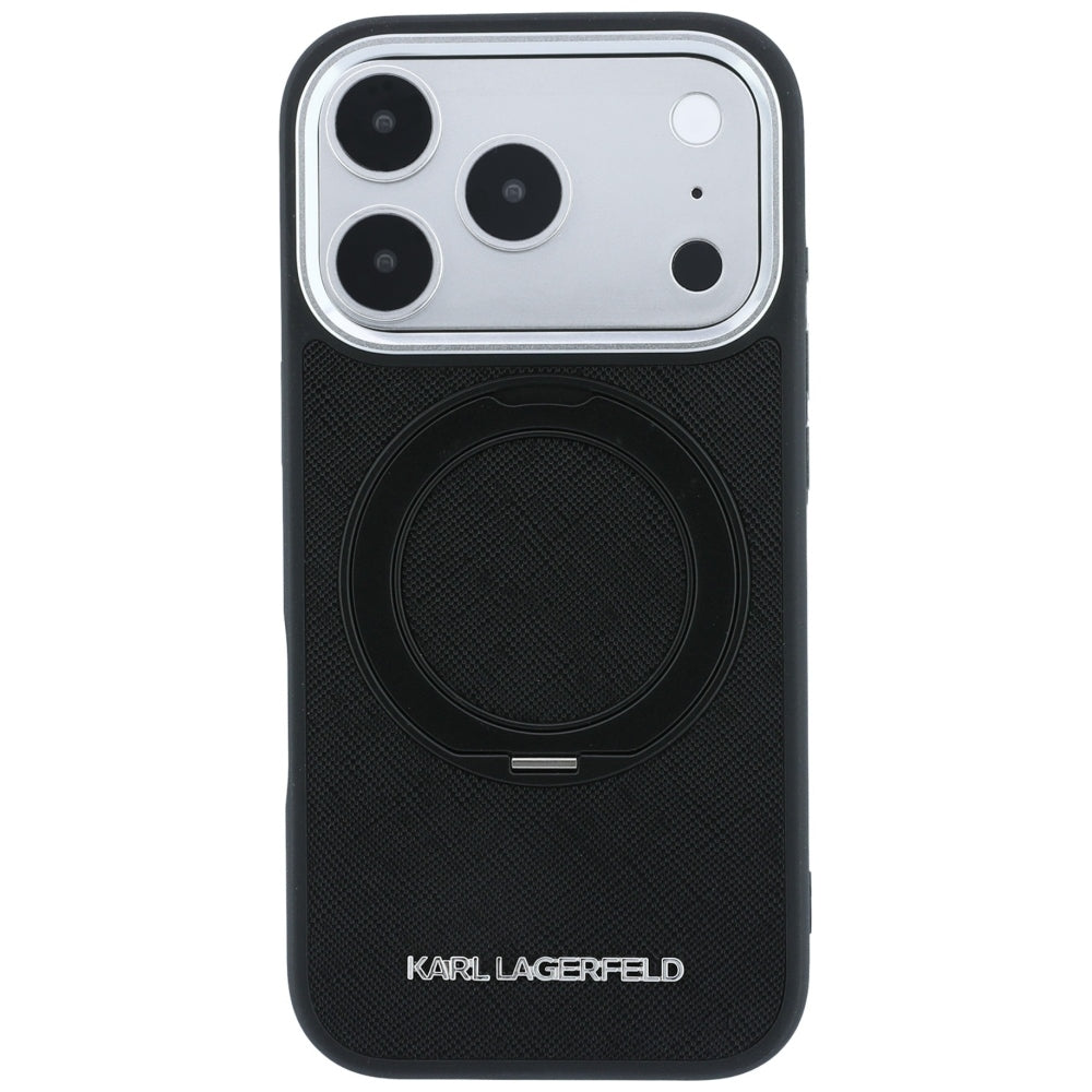 MagSafe-etui til Apple iPhone 18 Pro / 17 Pro, Karl Lagerfeld, Ring Stand 360 Saffiano, Sort