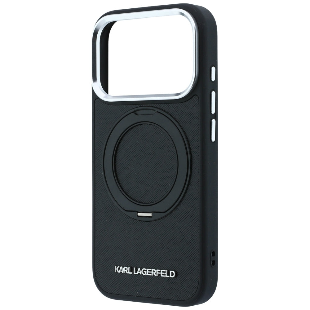 MagSafe-etui til Apple iPhone 18 Pro / 17 Pro, Karl Lagerfeld, Ring Stand 360 Saffiano, Sort