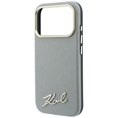 MagSafe-etui til Apple iPhone 18 Pro / 17 Pro, Karl Lagerfeld, Saffiano Small Script Metal Logo, Grå Beige