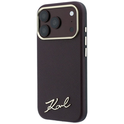 MagSafe-etui til Apple iPhone 18 Pro / 17 Pro, Karl Lagerfeld, Saffiano Small Script Metal Logo, Vinrød