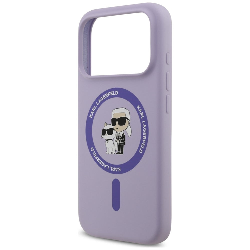 MagSafe Case for Apple iPhone 18 Pro / 17 Pro, Karl Lagerfeld, Silicone Ring Karl & Choupette, Purple