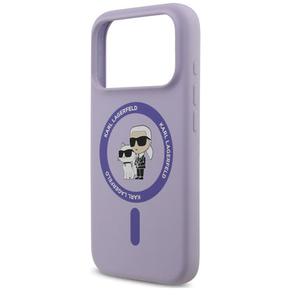MagSafe Case for Apple iPhone 18 Pro / 17 Pro, Karl Lagerfeld, Silicone Ring Karl & Choupette, Purple
