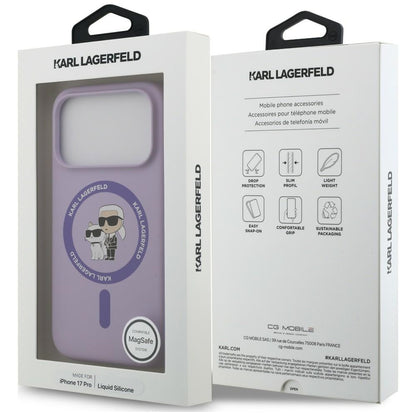 MagSafe Case for Apple iPhone 18 Pro / 17 Pro, Karl Lagerfeld, Silicone Ring Karl & Choupette, Purple