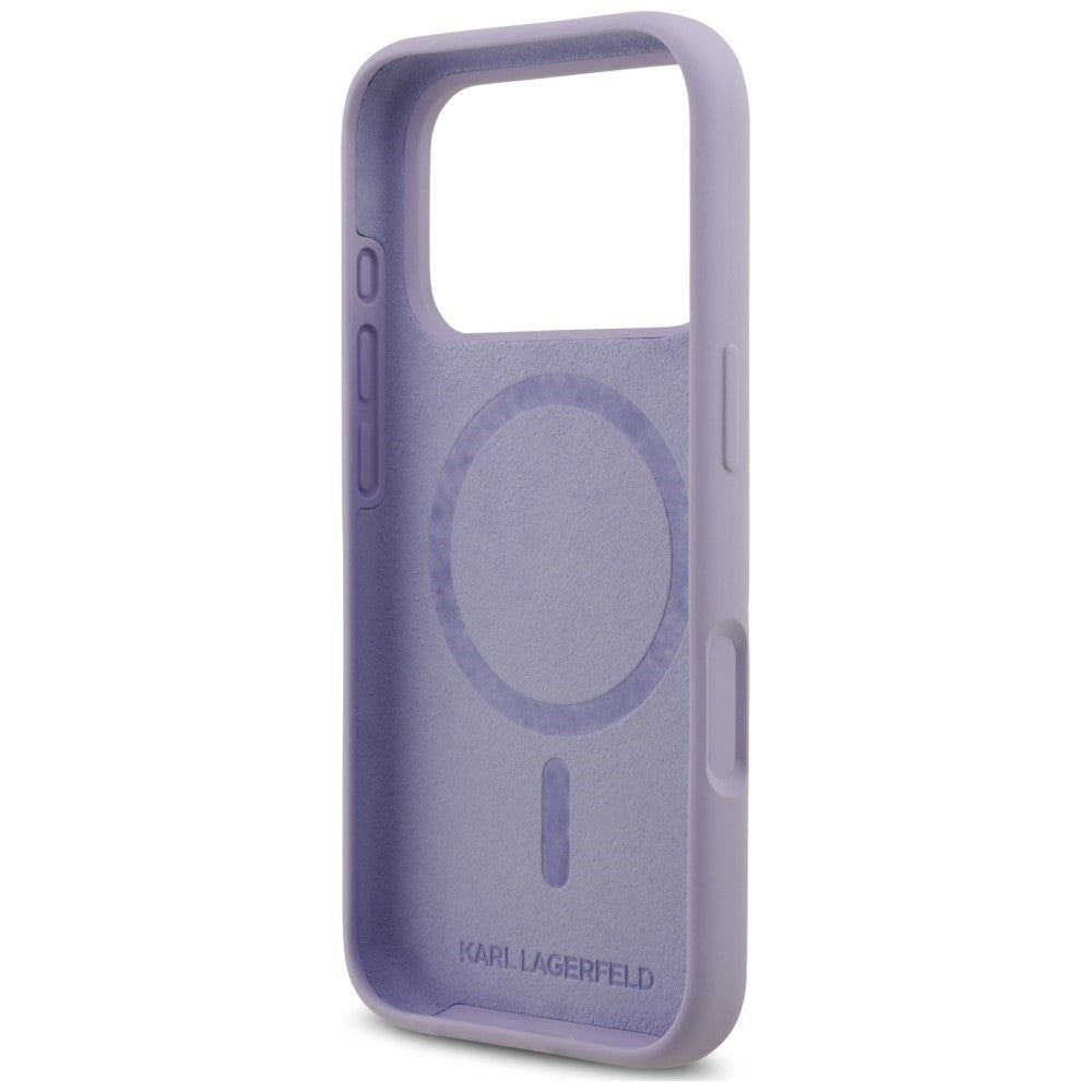 MagSafe Case for Apple iPhone 18 Pro / 17 Pro, Karl Lagerfeld, Silicone Ring Karl & Choupette, Purple