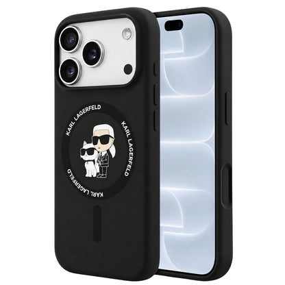 MagSafe-etui til Apple iPhone 18 Pro / 17 Pro, Karl Lagerfeld, Silicone Ring Karl & Choupette, Sort