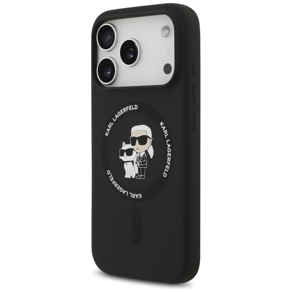 MagSafe-etui til Apple iPhone 18 Pro / 17 Pro, Karl Lagerfeld, Silicone Ring Karl & Choupette, Sort