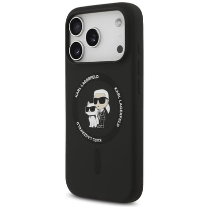 MagSafe-etui til Apple iPhone 18 Pro / 17 Pro, Karl Lagerfeld, Silicone Ring Karl & Choupette, Sort