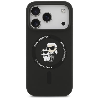 MagSafe-etui til Apple iPhone 18 Pro / 17 Pro, Karl Lagerfeld, Silicone Ring Karl & Choupette, Sort