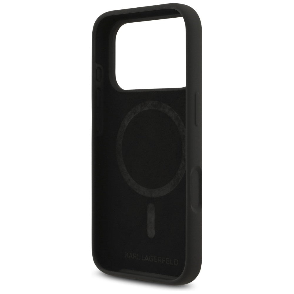 MagSafe-etui til Apple iPhone 18 Pro / 17 Pro, Karl Lagerfeld, Silicone Ring Karl & Choupette, Sort
