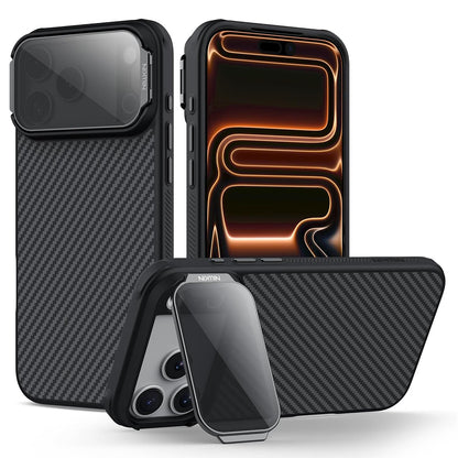 MagSafe-etui til Apple iPhone 18 Pro / 17 Pro, Nillkin, CarboProp med gennemsigtigt sort linsecover, sort