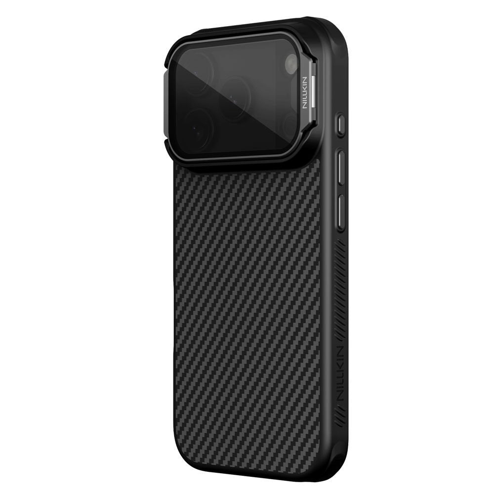MagSafe-etui til Apple iPhone 18 Pro / 17 Pro, Nillkin, CarboProp med gennemsigtigt sort linsecover, sort