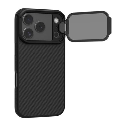 MagSafe-etui til Apple iPhone 18 Pro / 17 Pro, Nillkin, CarboProp med gennemsigtigt sort linsecover, sort