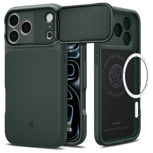 MagSafe-etui til Apple iPhone 18 Pro / 17 Pro, Spigen, Optik Armor, Grøn ACS09954