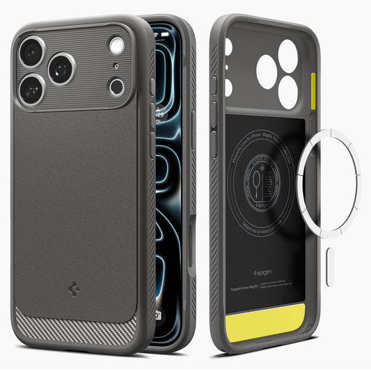 MagSafe-etui til Apple iPhone 18 Pro / 17 Pro, Spigen, Rugged Armor, Grå ACS12148