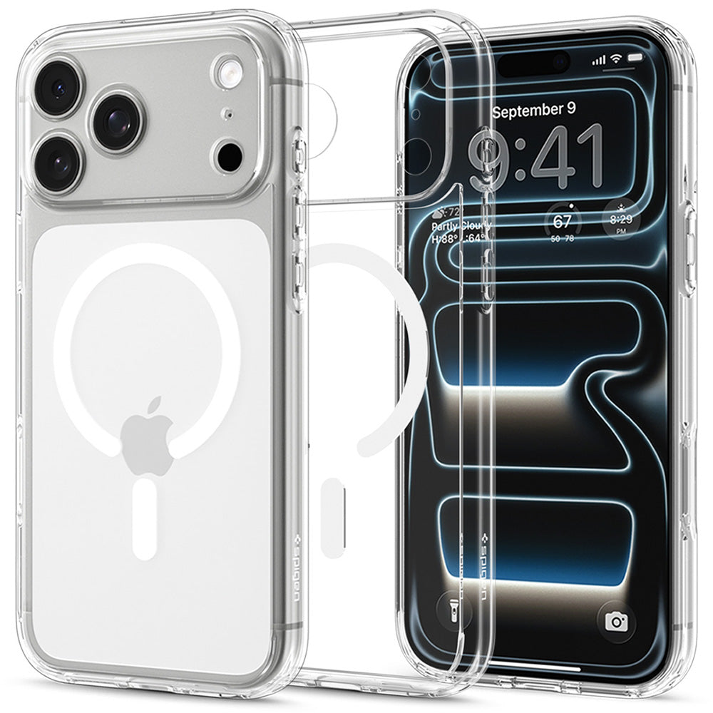 MagSafe-etui til Apple iPhone 18 Pro / 17 Pro, Spigen, Ultra Hybrid, Transparent Hvid ACS12155