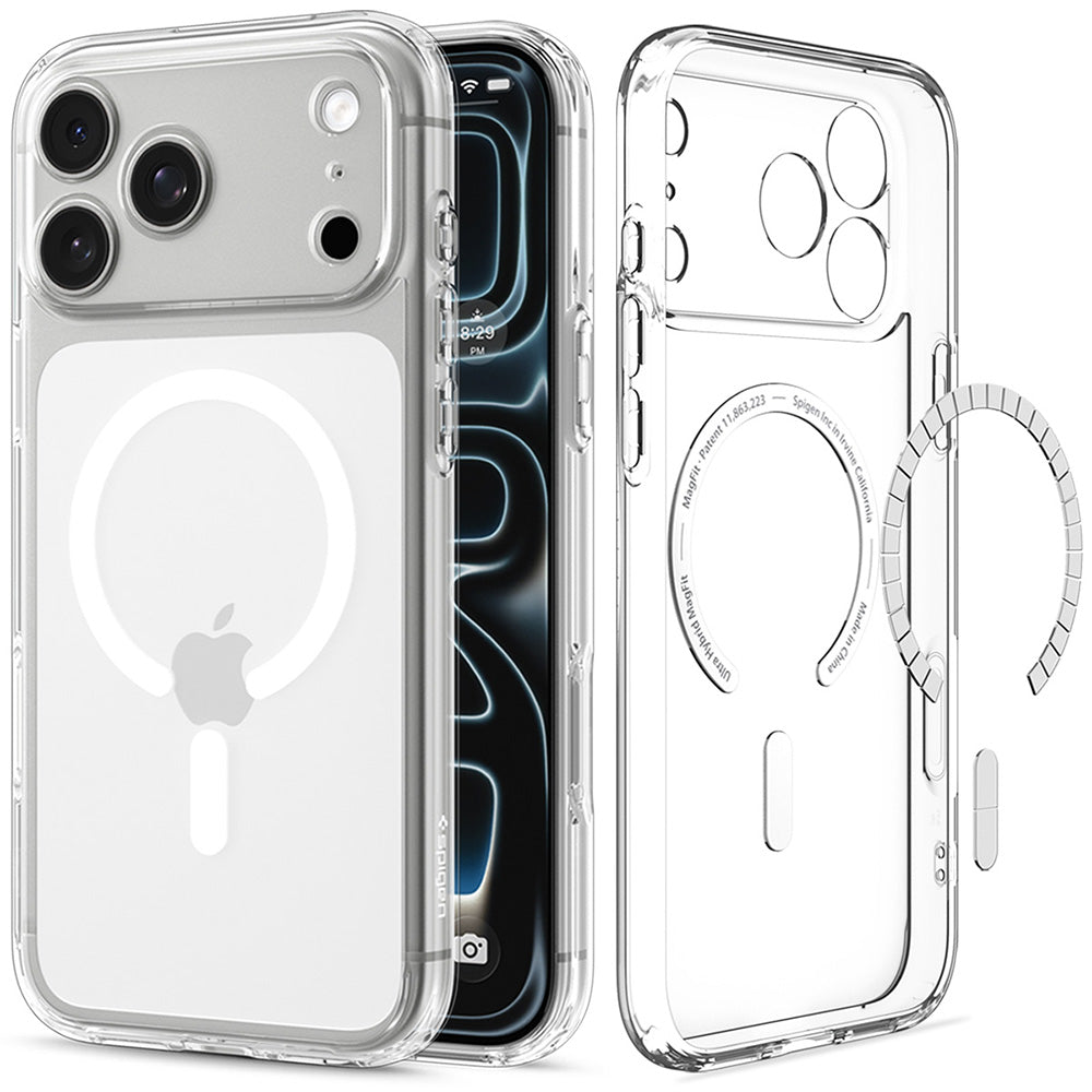 MagSafe-etui til Apple iPhone 18 Pro / 17 Pro, Spigen, Ultra Hybrid, Transparent Hvid ACS12155