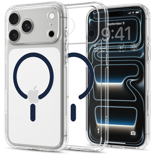MagSafe-etui til Apple iPhone 18 Pro / 17 Pro, Spigen, Ultra Hybrid, Transparent Mørkeblå ACS12158