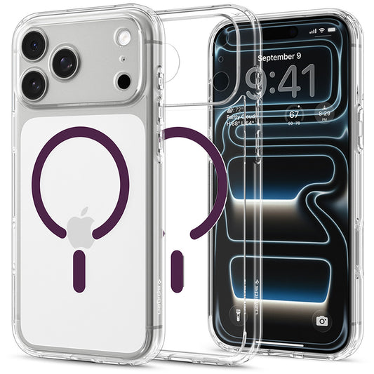 MagSafe-cover til Apple iPhone 18 Pro / 17 Pro, Spigen, Ultra Hybrid, gennemsigtig bordeaux ACS12335
