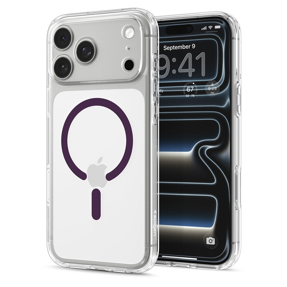 MagSafe-cover til Apple iPhone 18 Pro / 17 Pro, Spigen, Ultra Hybrid, gennemsigtig bordeaux ACS12335