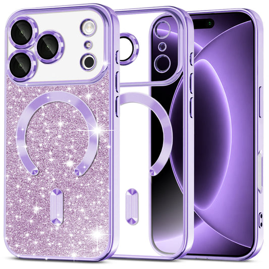 MagSafe-etui til Apple iPhone 18 Pro / 17 Pro, Techsuit, Luxury Glitter, Lys lilla