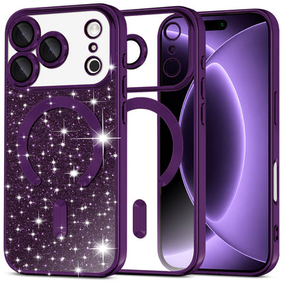 MagSafe-etui til Apple iPhone 18 Pro / 17 Pro, Techsuit, Luxury Glitter, Mørkelilla